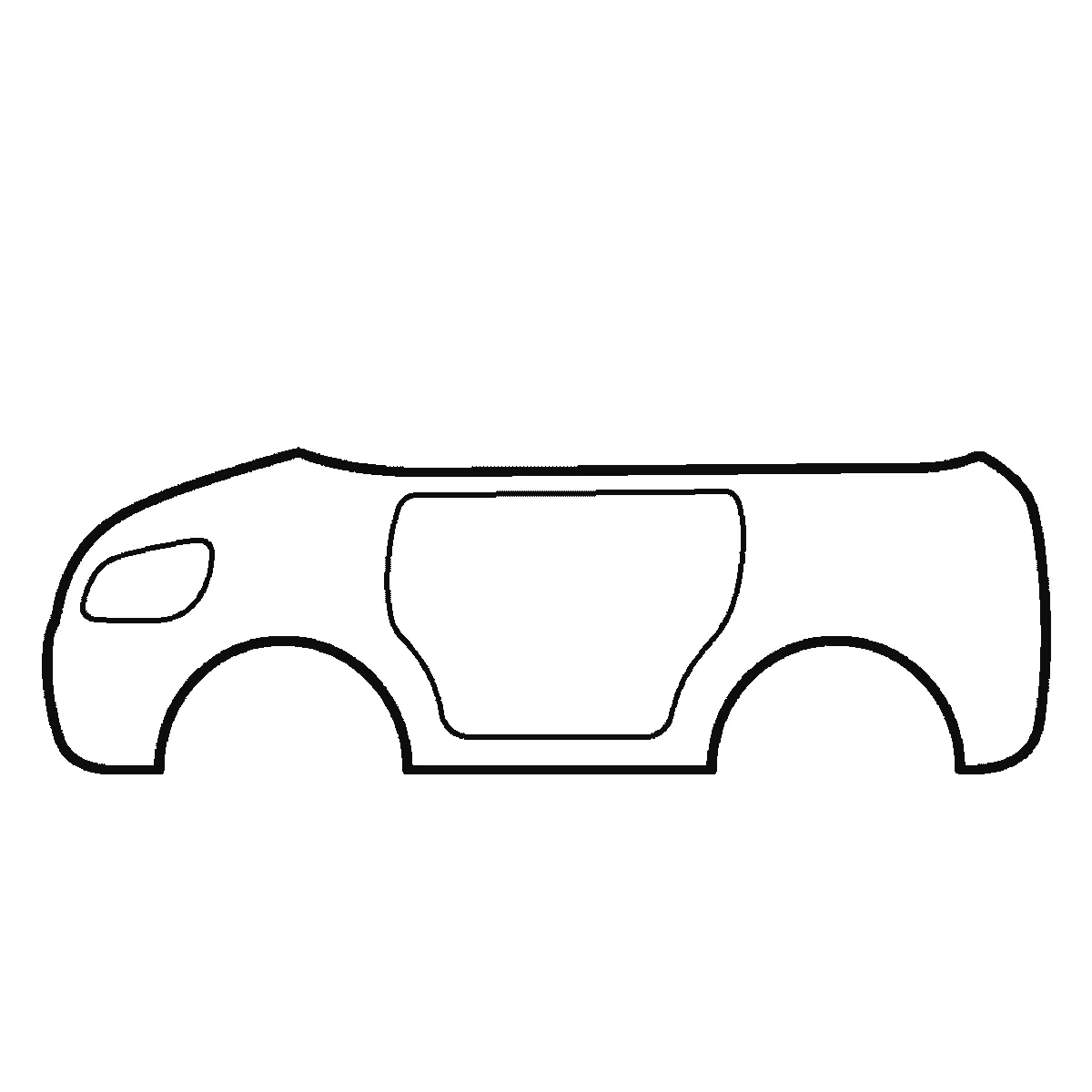 Schritt 1 von 6 — Zeichnung eines Autos, schwarze Linien auf weißem Grund