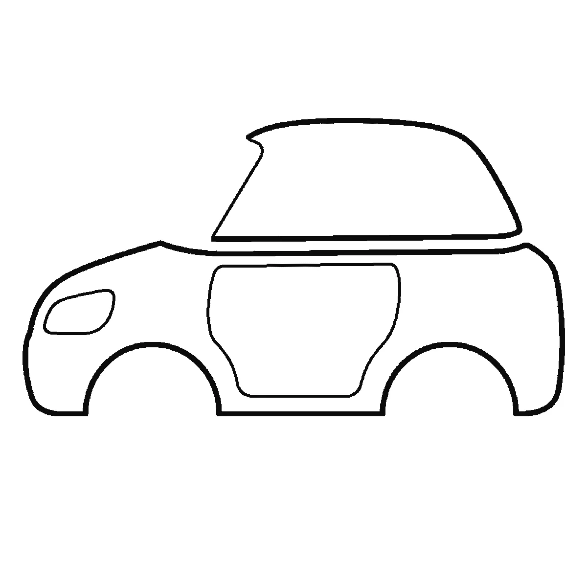 Schritt 2 von 6 — Zeichnung eines Autos, schwarze Linien auf weißem Grund