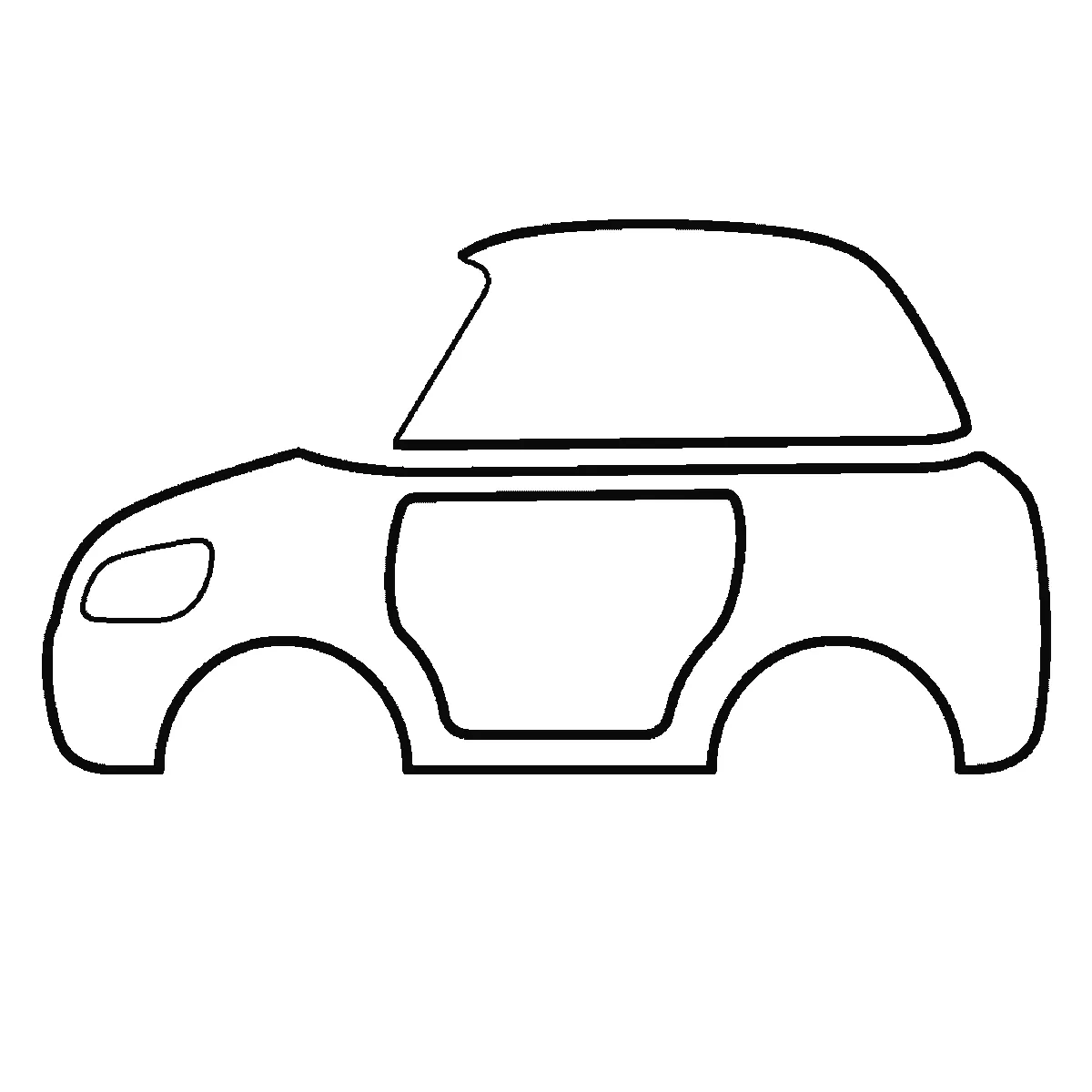 Schritt 3 von 6 — Zeichnung eines Autos, schwarze Linien auf weißem Grund
