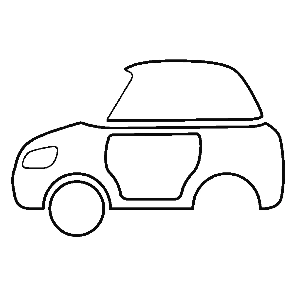 Schritt 4 von 6 — Zeichnung eines Autos, schwarze Linien auf weißem Grund