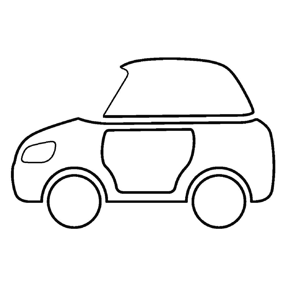 Schritt 5 von 6 — Zeichnung eines Autos, schwarze Linien auf weißem Grund