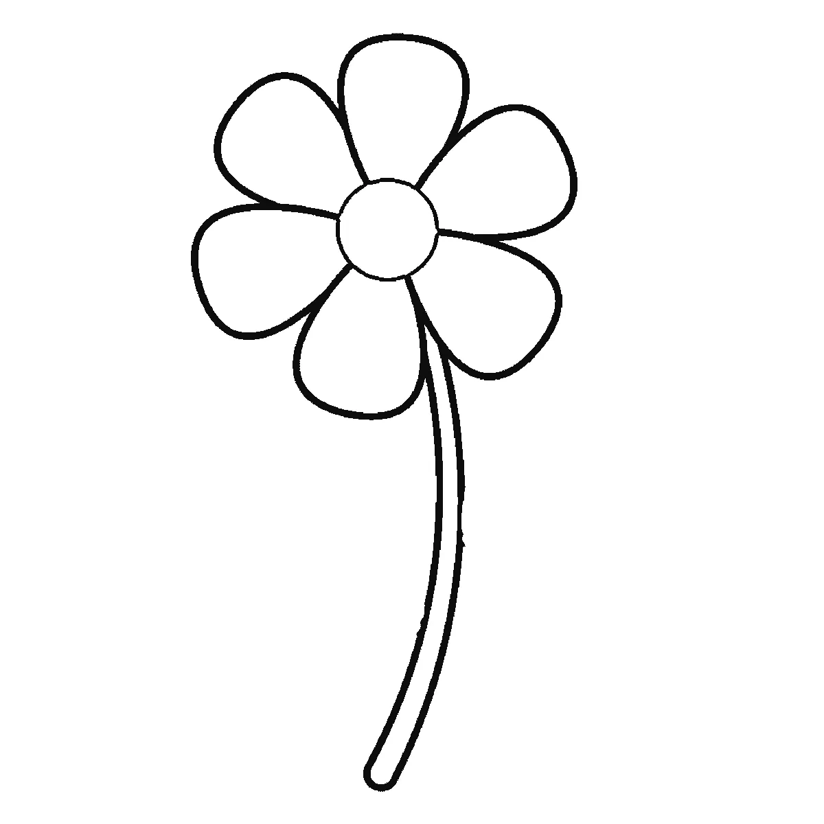 Schritt 3 von 6 — Zeichnung einer Blume, schwarze Linien auf weißem Grund