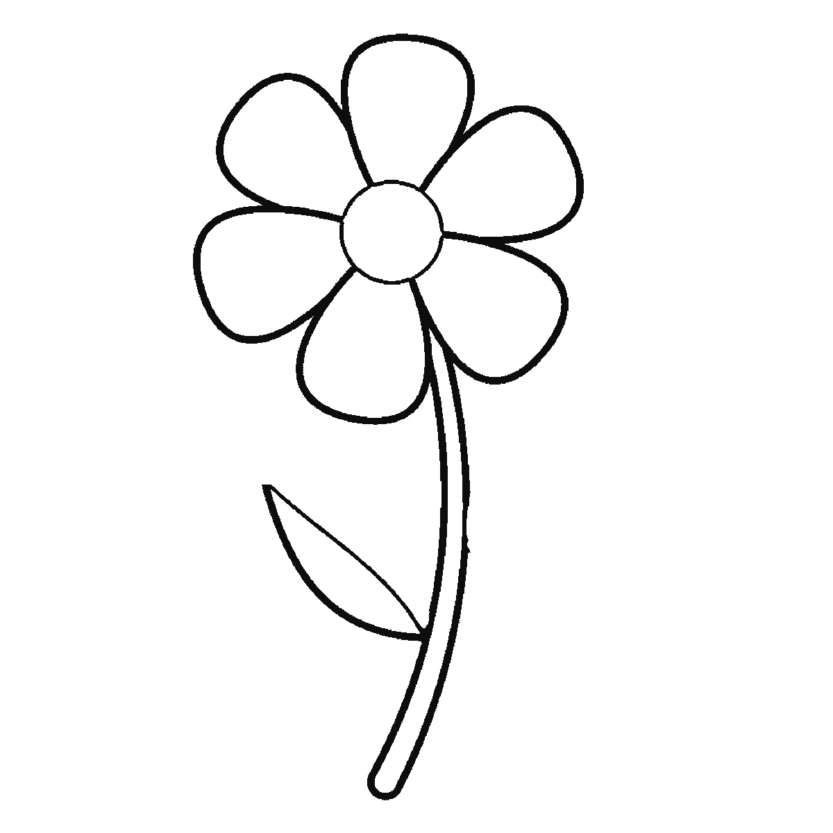 Schritt 4 von 6 — Zeichnung einer Blume, schwarze Linien auf weißem Grund
