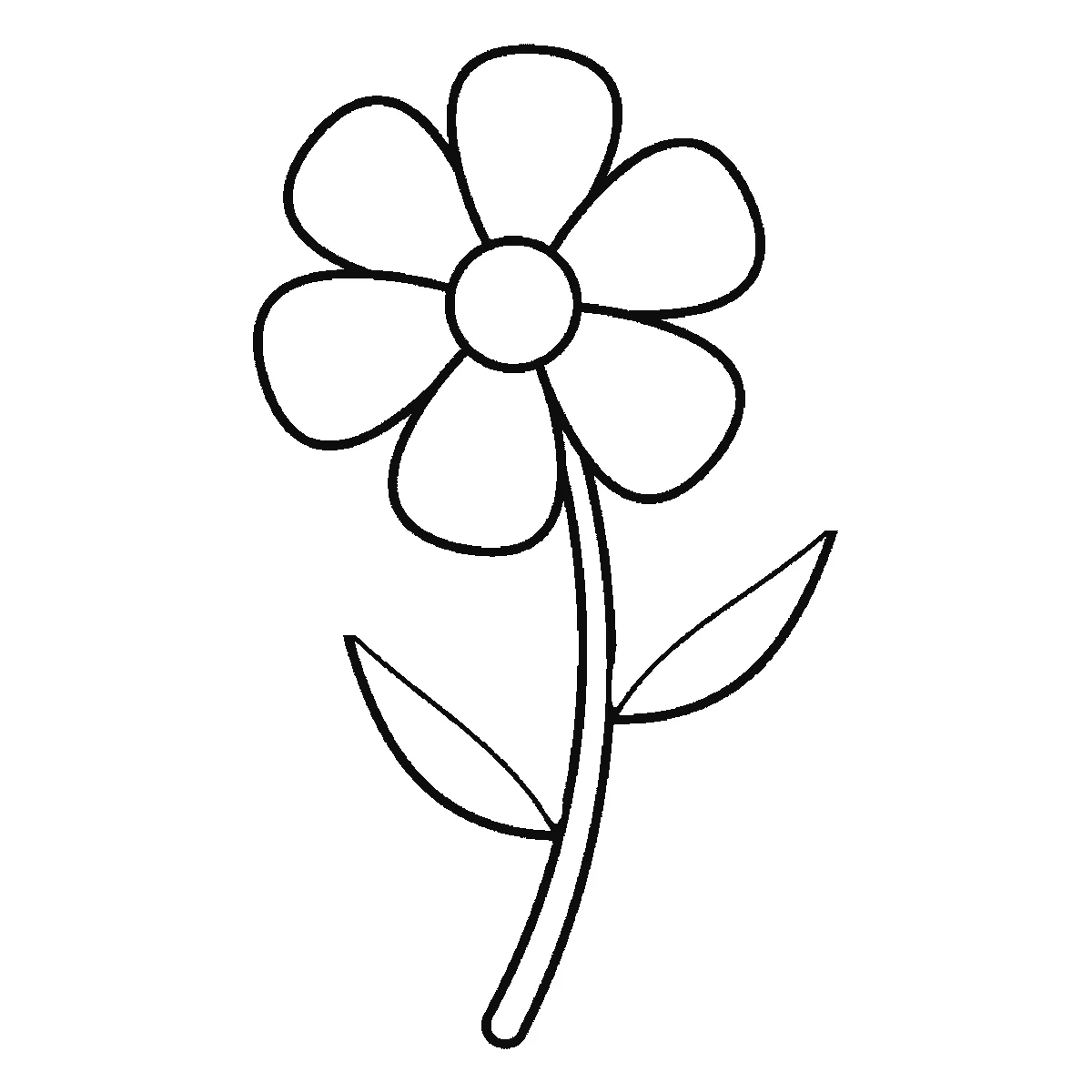 Schritt 5 von 6 — Zeichnung einer Blume, schwarze Linien auf weißem Grund