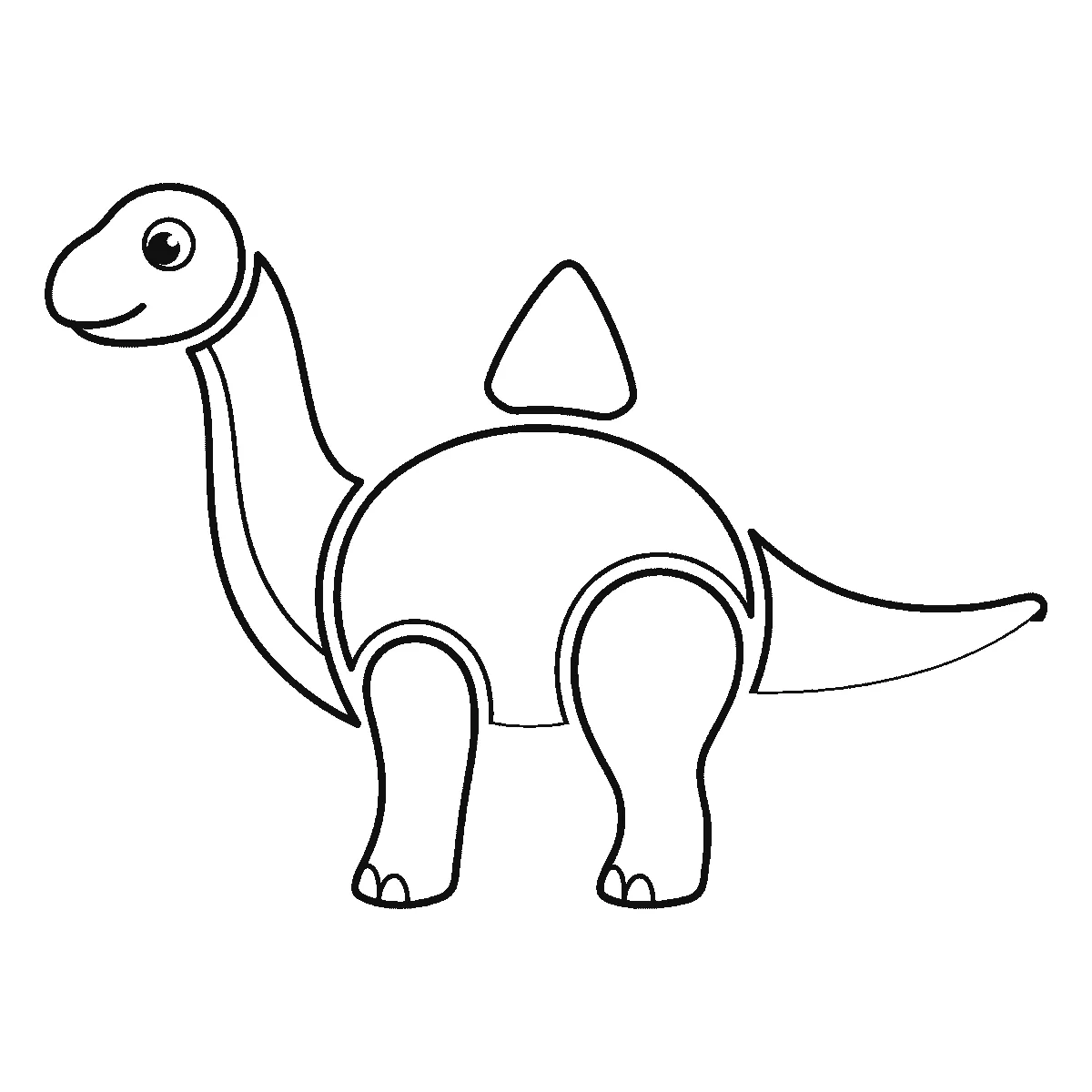 Schritt 4 von 6 — Zeichnung eines Dinosauriers, schwarze Linien auf weißem Grund