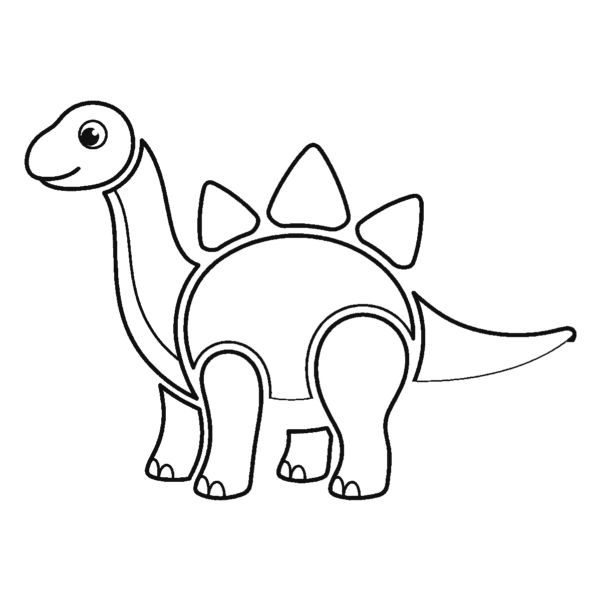 Schritt 5 von 6 — Zeichnung eines Dinosauriers, schwarze Linien auf weißem Grund