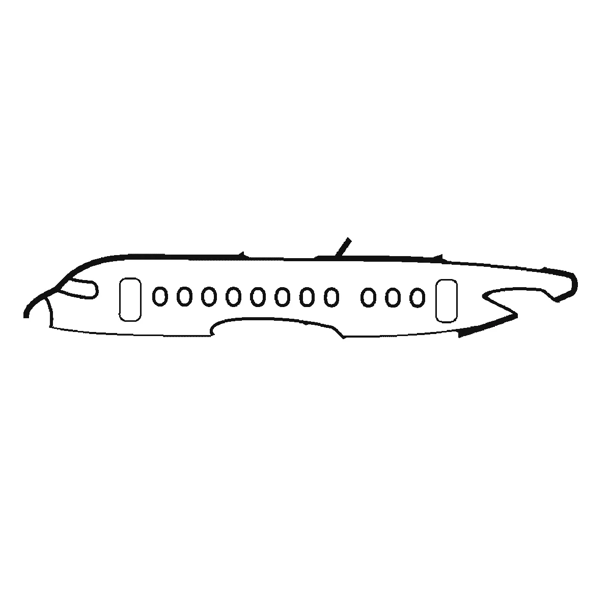 Schritt 1 von 6 — Zeichnung eines Flugzeugs, schwarze Linien auf weißem Grund
