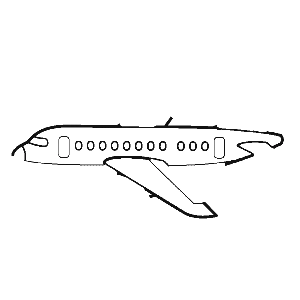Schritt 2 von 6 — Zeichnung eines Flugzeugs, schwarze Linien auf weißem Grund