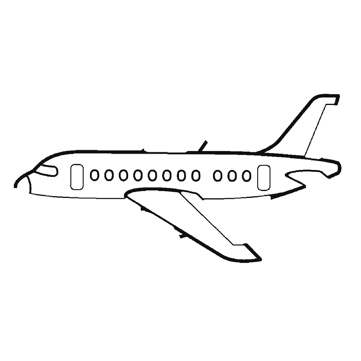 Schritt 3 von 6 — Zeichnung eines Flugzeugs, schwarze Linien auf weißem Grund