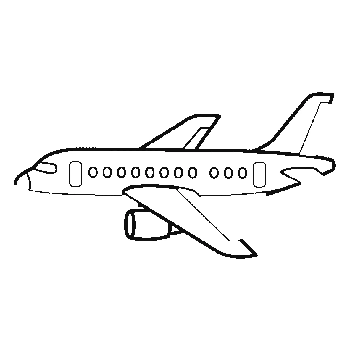 Schritt 4 von 6 — Zeichnung eines Flugzeugs, schwarze Linien auf weißem Grund