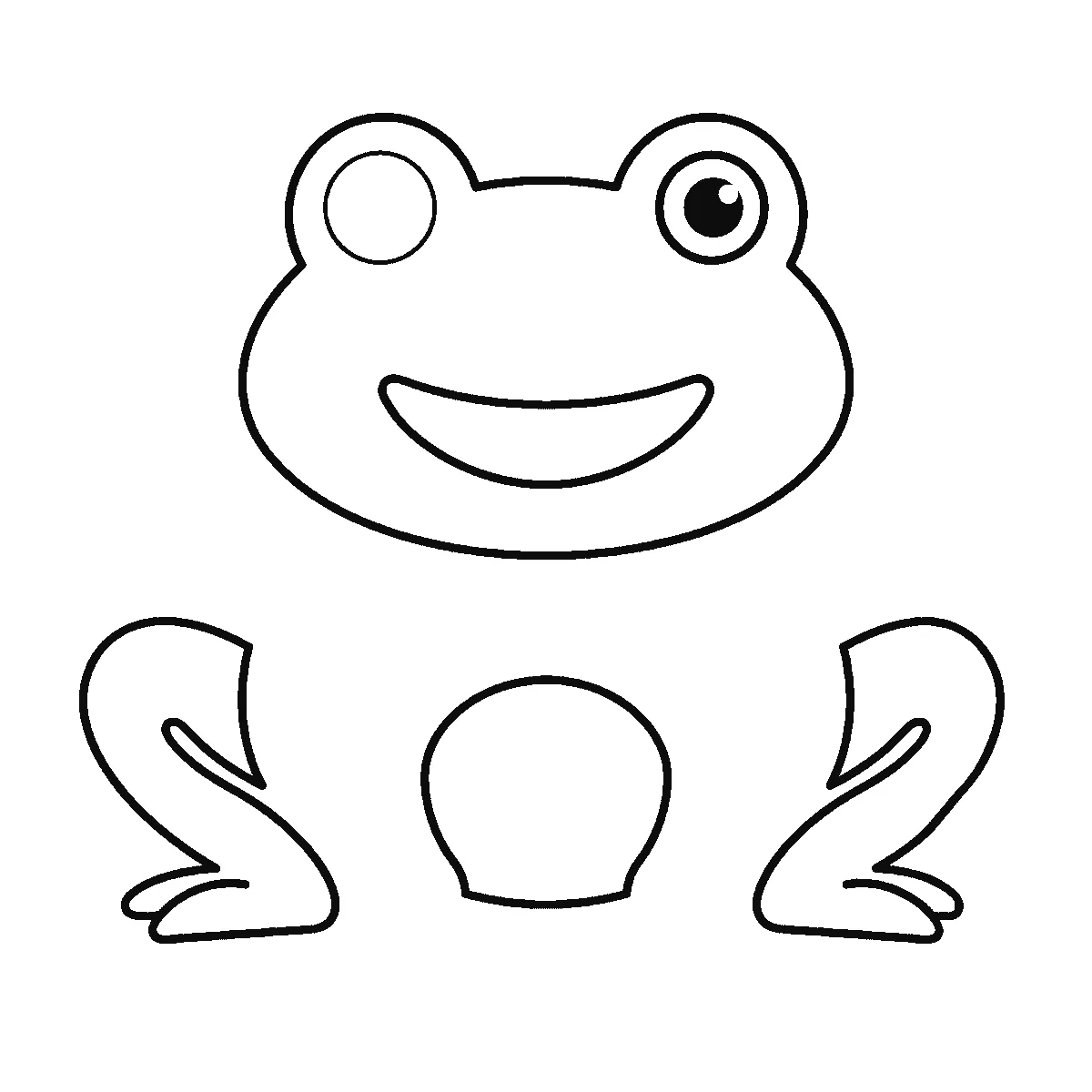 Schritt 4 von 6 — Zeichnung eines Frosches, schwarze Linien auf weißem Grund