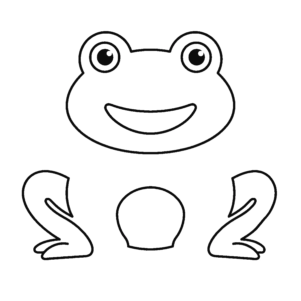 Schritt 5 von 6 — Zeichnung eines Frosches, schwarze Linien auf weißem Grund