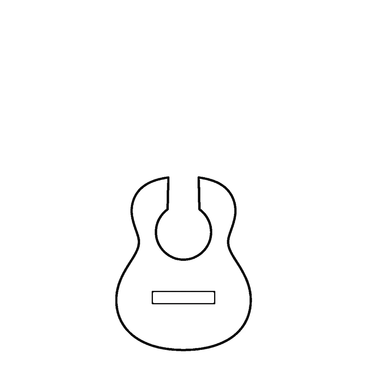 Schritt 1 von 6 — Zeichnung einer Gitarre, schwarze Linien auf weißem Grund