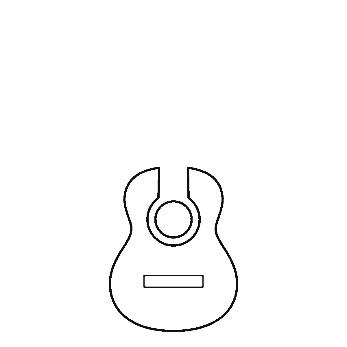 Schritt 2 von 6 — Zeichnung einer Gitarre, schwarze Linien auf weißem Grund