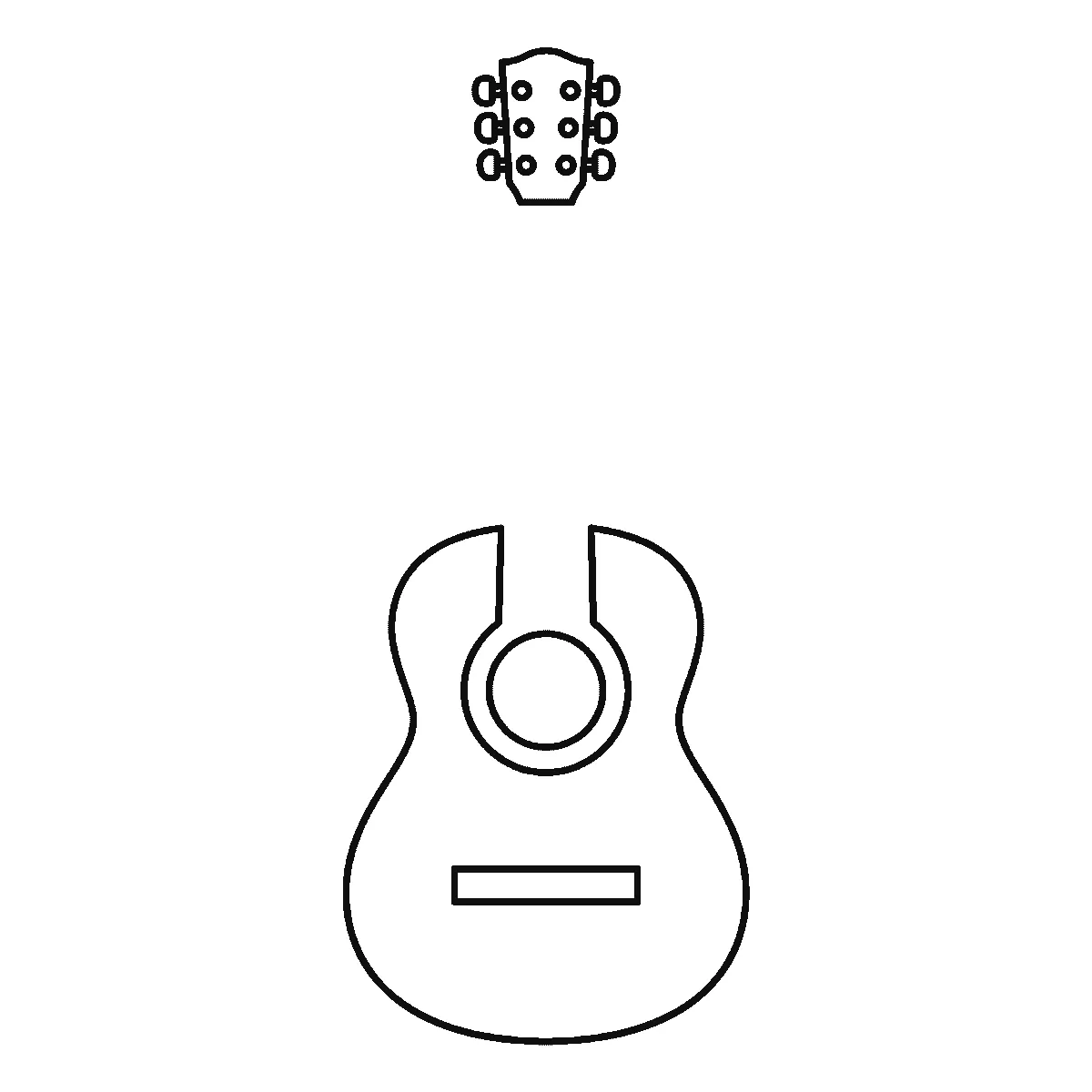 Schritt 4 von 6 — Zeichnung einer Gitarre, schwarze Linien auf weißem Grund