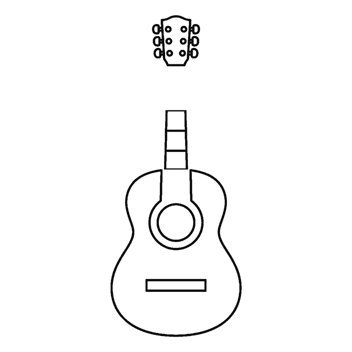 Schritt 5 von 6 — Zeichnung einer Gitarre, schwarze Linien auf weißem Grund