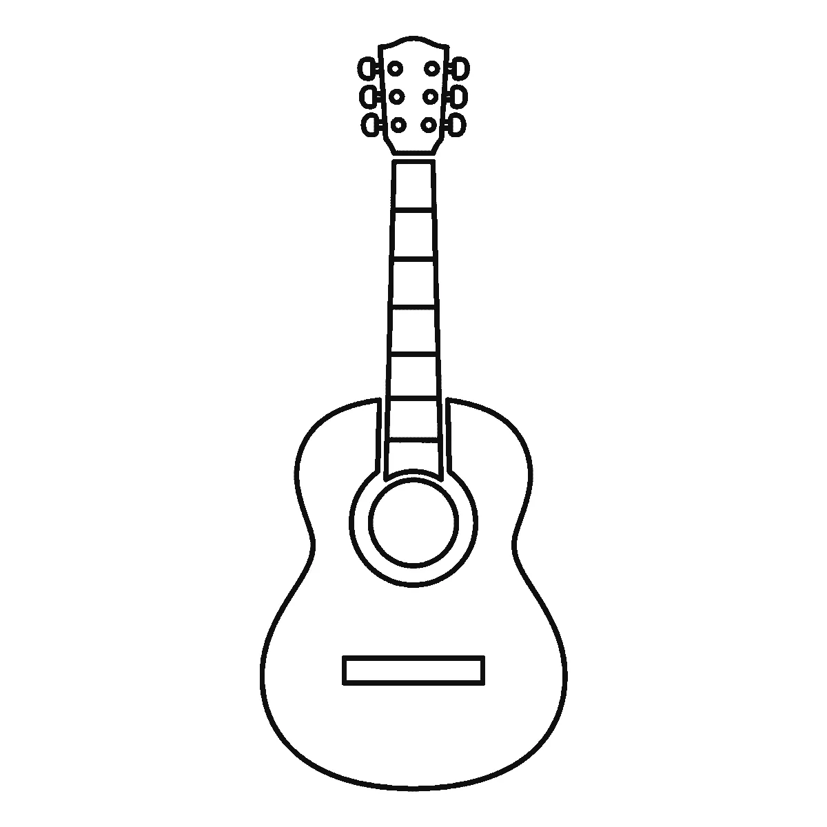 Schritt 6 von 6 — Zeichnung einer Gitarre, schwarze Linien auf weißem Grund