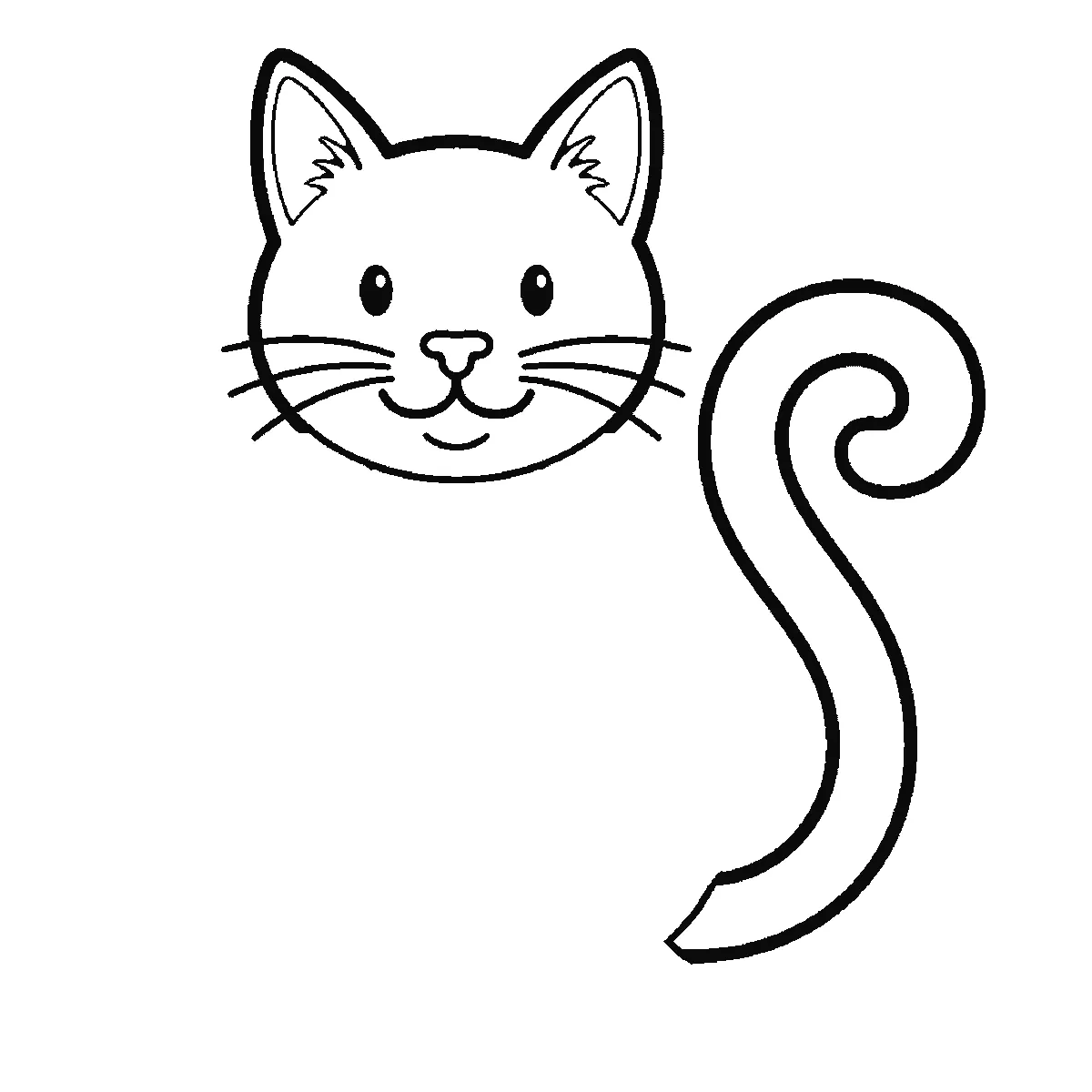 Schritt 2 von 6 — Zeichnung einer Katze, schwarze Linien auf weißem Grund