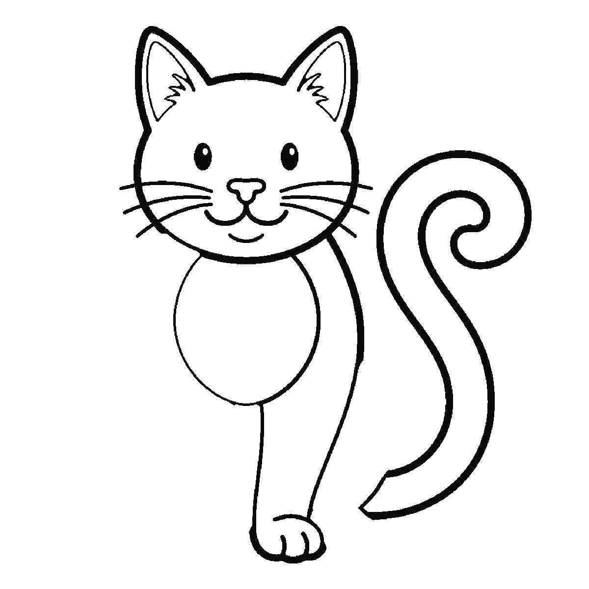 Schritt 4 von 6 — Zeichnung einer Katze, schwarze Linien auf weißem Grund