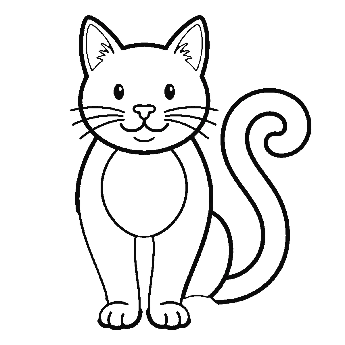 Schritt 5 von 6 — Zeichnung einer Katze, schwarze Linien auf weißem Grund