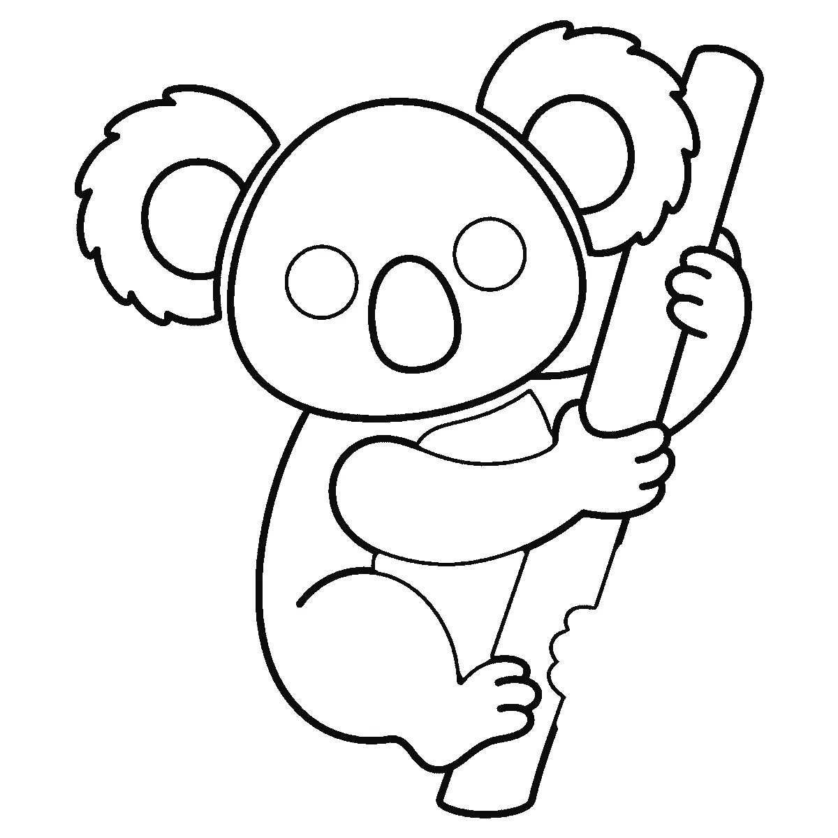 Schritt 5 von 6 — Zeichnung eines Koalas, schwarze Linien auf weißem Grund
