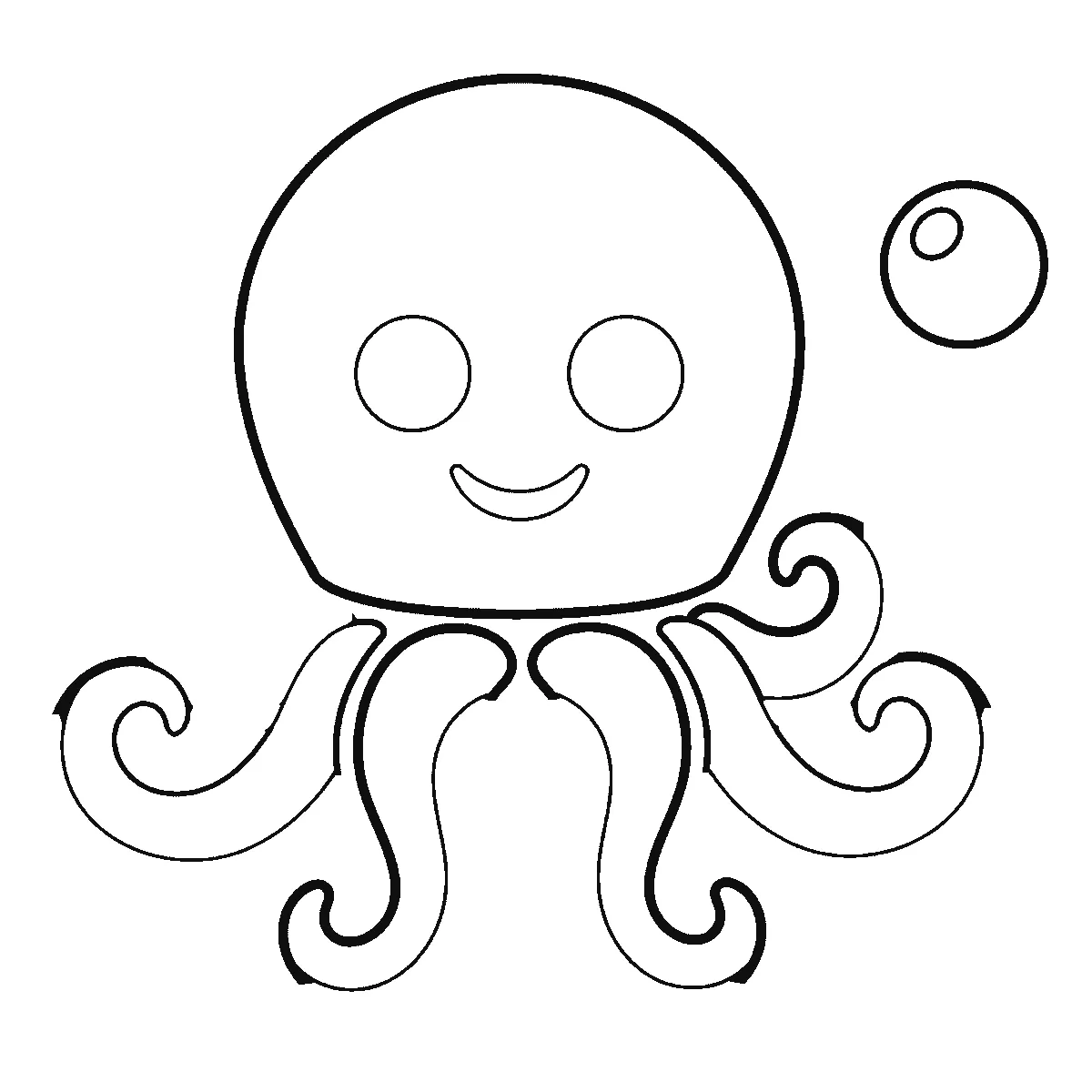 Schritt 3 von 6 — Zeichnung eines Kraken, schwarze Linien auf weißem Grund