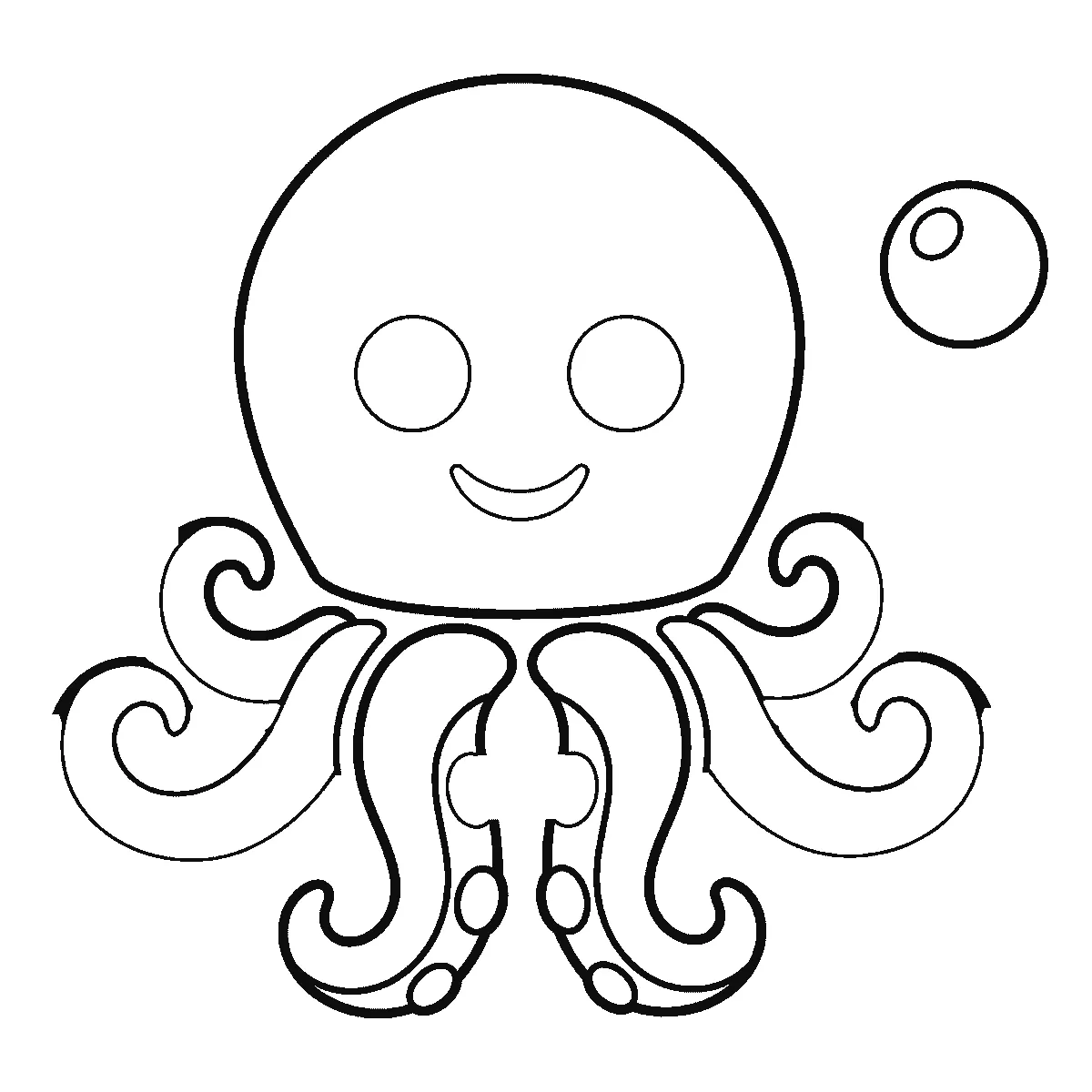 Schritt 4 von 6 — Zeichnung eines Kraken, schwarze Linien auf weißem Grund