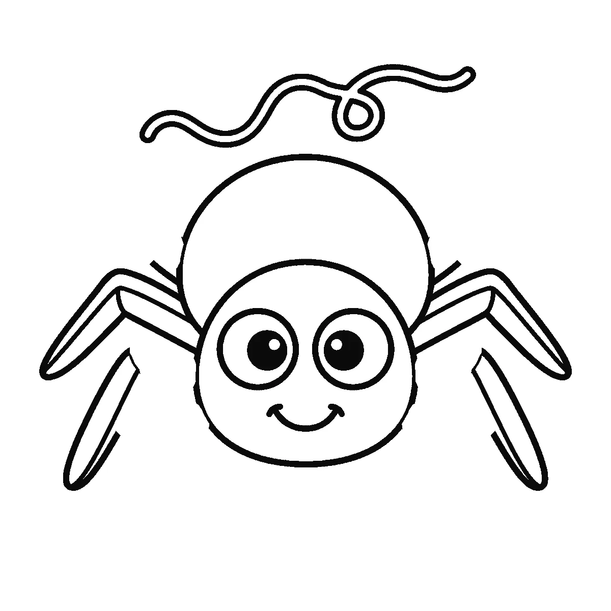 Schritt 4 von 6 — Zeichnung einer Spinne, schwarze Linien auf weißem Grund