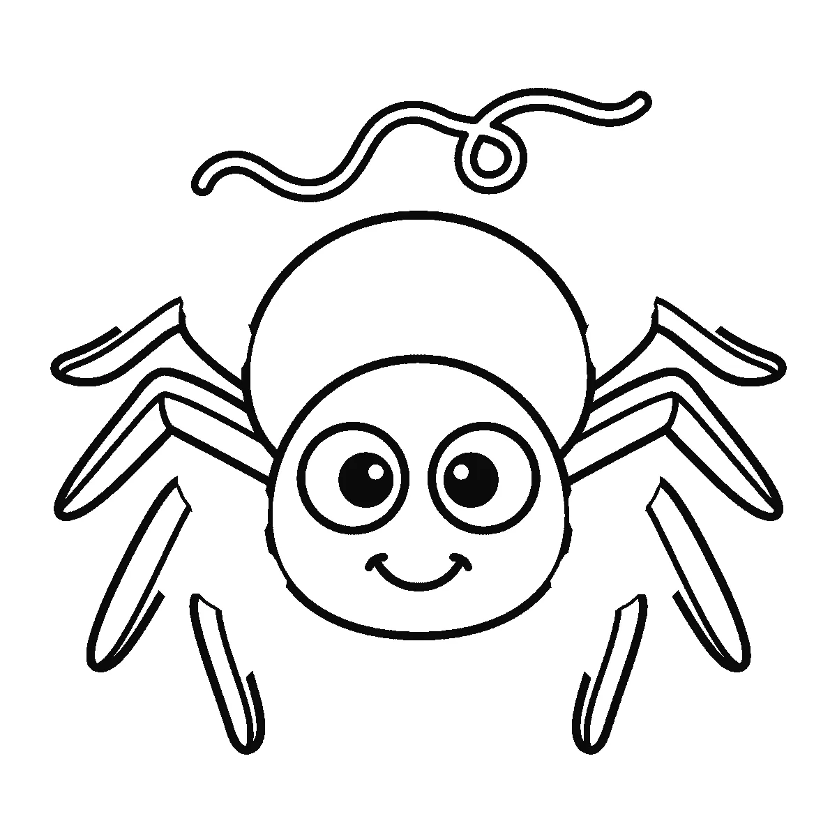 Schritt 5 von 6 — Zeichnung einer Spinne, schwarze Linien auf weißem Grund