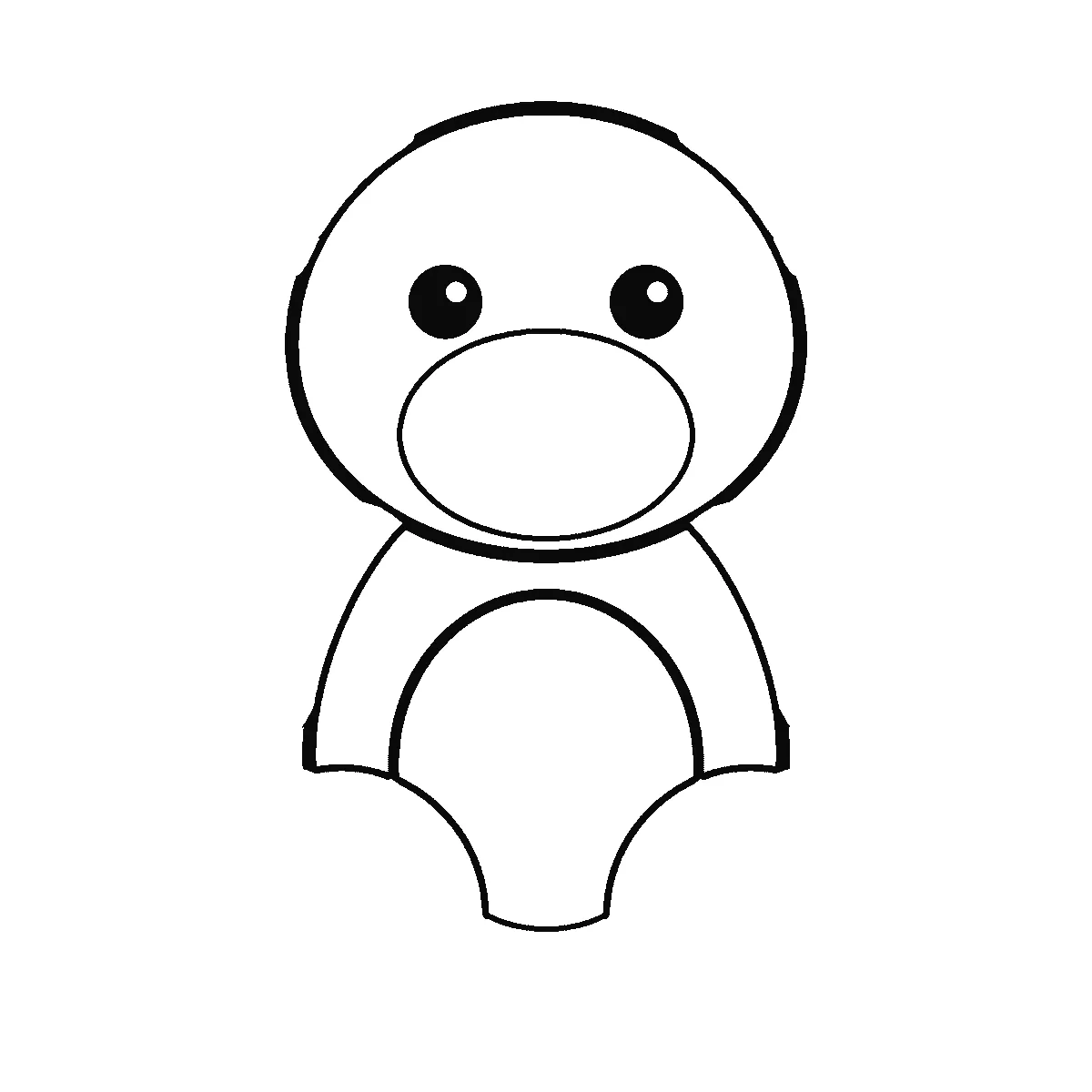 Schritt 2 von 6 — Zeichnung eines Teddybären, schwarze Linien auf weißem Grund