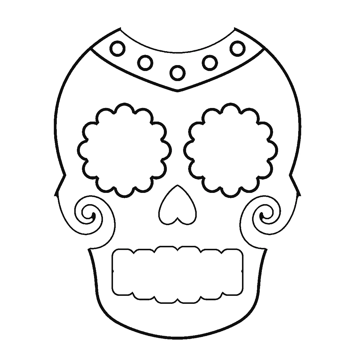 Schritt 2 von 6 — Zeichnung eines Totenkopfs, schwarze Linien auf weißem Grund