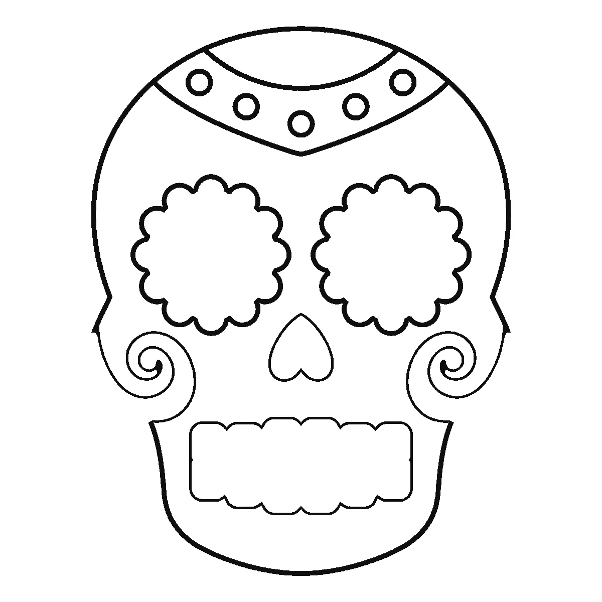 Schritt 3 von 6 — Zeichnung eines Totenkopfs, schwarze Linien auf weißem Grund