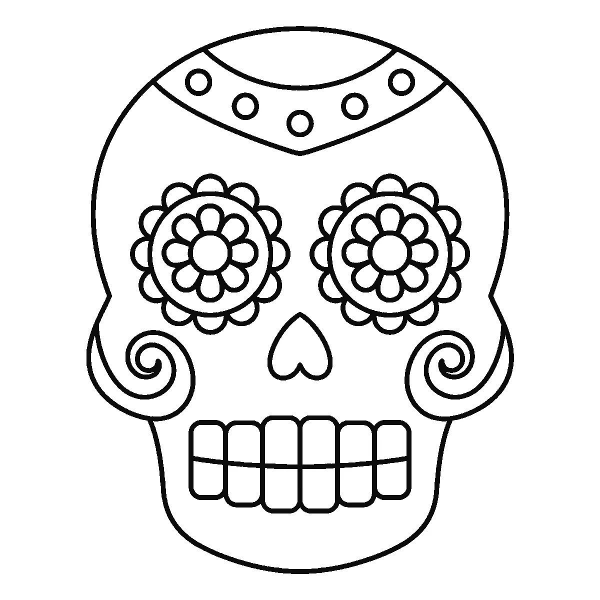 Schritt 6 von 6 — Zeichnung eines Totenkopfs, schwarze Linien auf weißem Grund