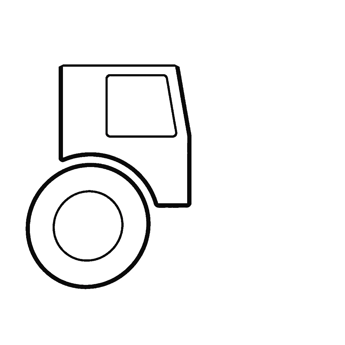 Schritt 2 von 6 — Zeichnung eines Traktors, schwarze Linien auf weißem Grund