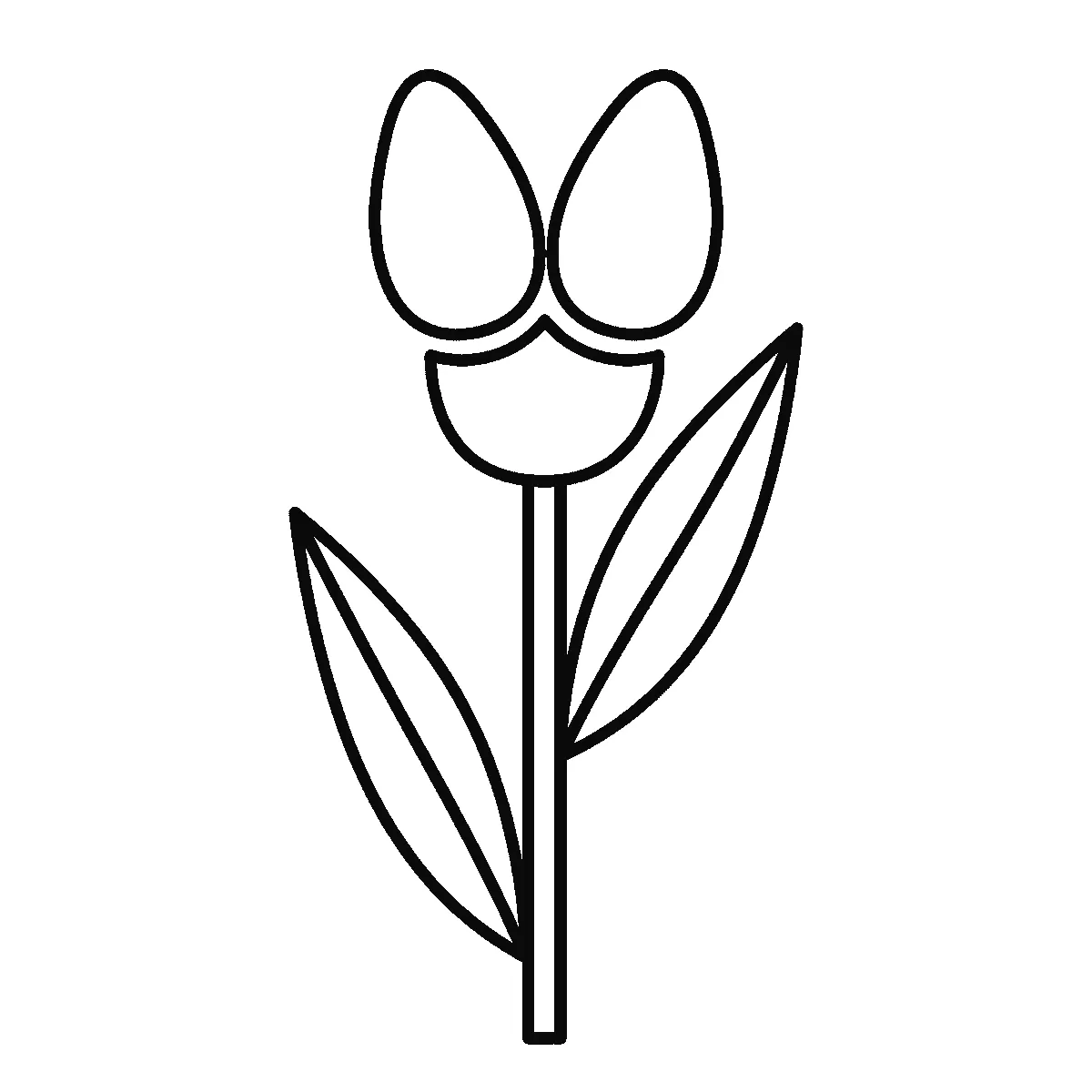 Schritt 5 von 6 — Zeichnung einer Tulpe, schwarze Linien auf weißem Grund