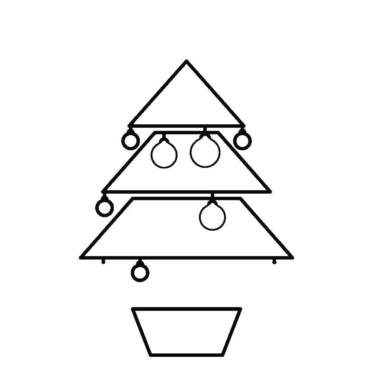Schritt 4 von 6 — Zeichnung eines Weihnachtsbaums, schwarze Linien auf weißem Grund